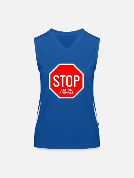 Stop Eating Animals - Débardeur respirant contrasté Femme - bleu/blanc - Devant