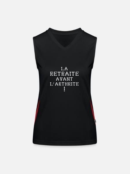 LA RETRAITE AVANT L'ARTHRITE ! - Funktionelles Kontrast-Tank Top für Frauen - Schwarz/Rot - Vorne