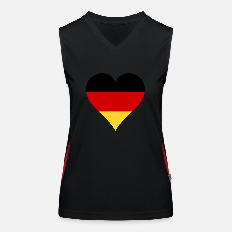 Drapeau allemand en forme de coeur Débardeur respirant contrasté Femme