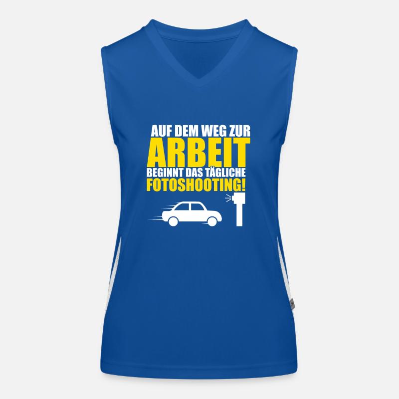 Lustiger Blitzer Spruch Funktionelles Kontrast-Tank Top für Frauen