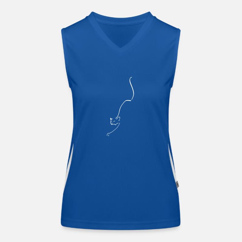 Katze One Line Weiß - Cat Oneline White Funktionelles Kontrast-Tank Top für Frauen