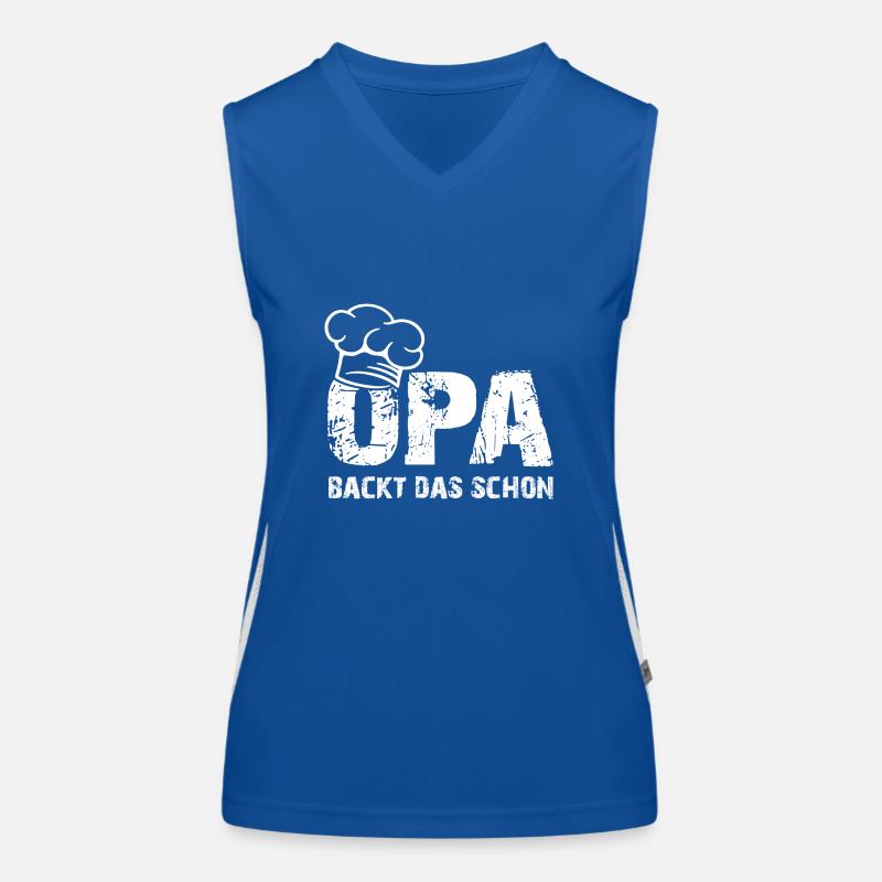 Opa backt das schon mit Bäckermütze und Spruch Funktionelles Kontrast-Tank Top für Frauen