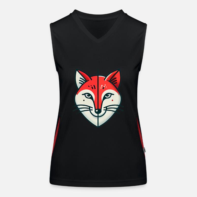 Geometric Split Fox Illustration Women's Functional Contrast Tank Top