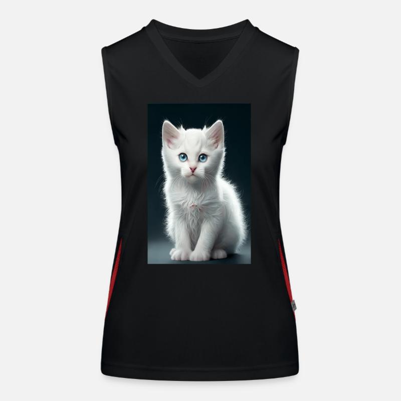 Weißes Kätzchen Funktionelles Kontrast-Tank Top für Frauen