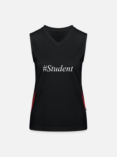 #Student Logo Blanc - Débardeur respirant contrasté Femme - noir/rouge - Devant