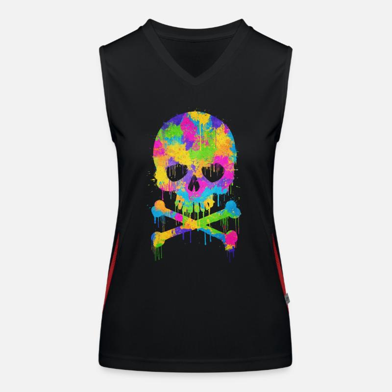 Trendy & Cool Abstract Graffiti Skull Women's Functional Contrast Tank Top