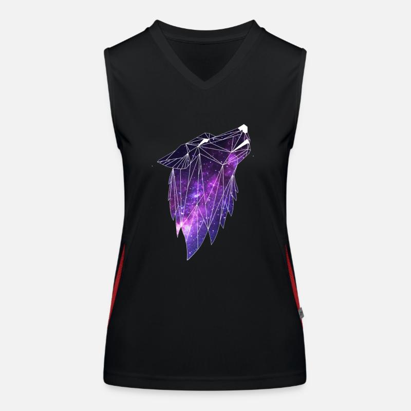 Geometry Galaxy Wolf - Women's Functional Contrast Tank Top - black/red