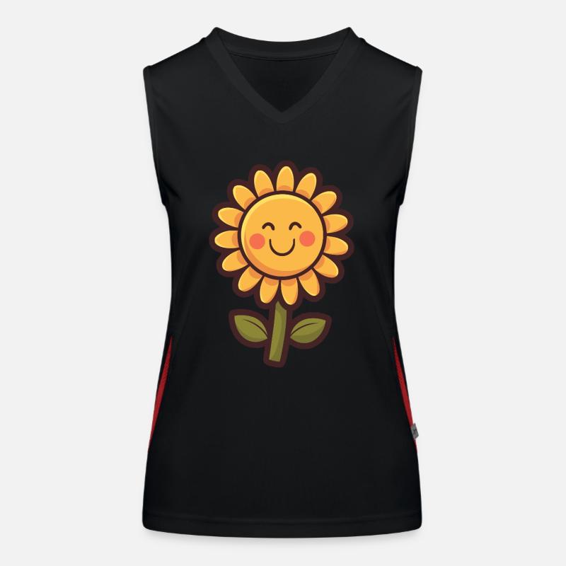 Fleurs de tournesol douces style bande dessinée Débardeur respirant contrasté Femme