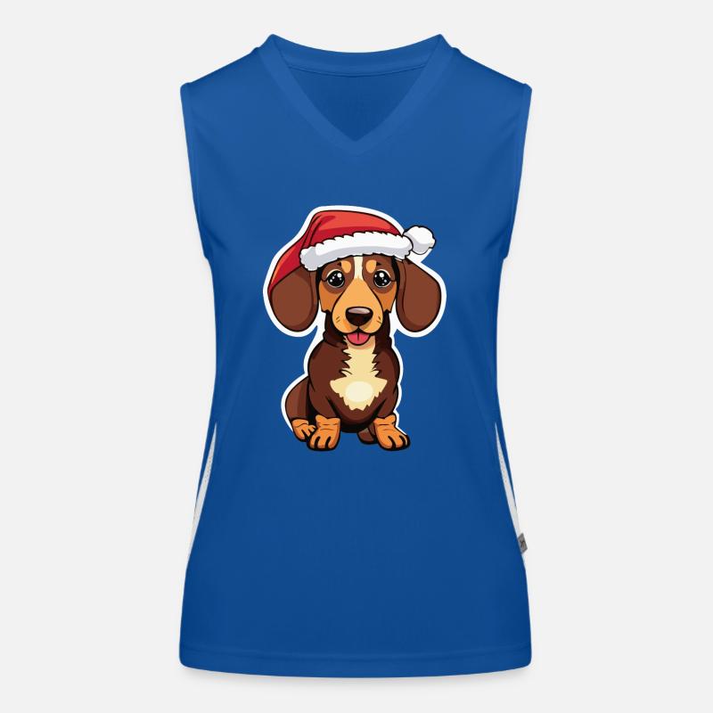 Dachshund with Christmas Women's Functional Contrast Tank Top