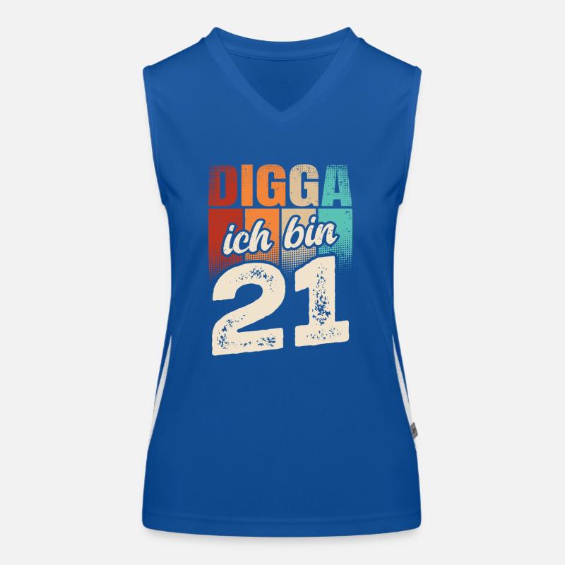 Digga Ich Bin 21 Jahre 21. Geburtstag Funktionelles Kontrast-Tank Top für Frauen