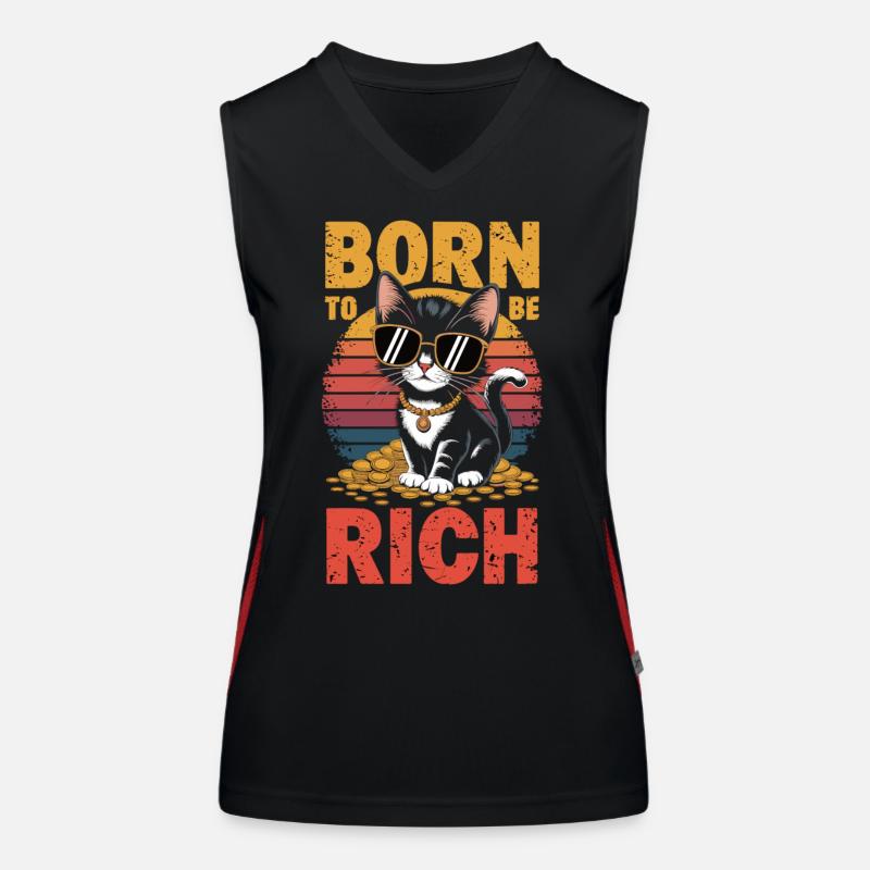 Born for Wealth – Cool Cat Edition Women's Functional Contrast Tank Top