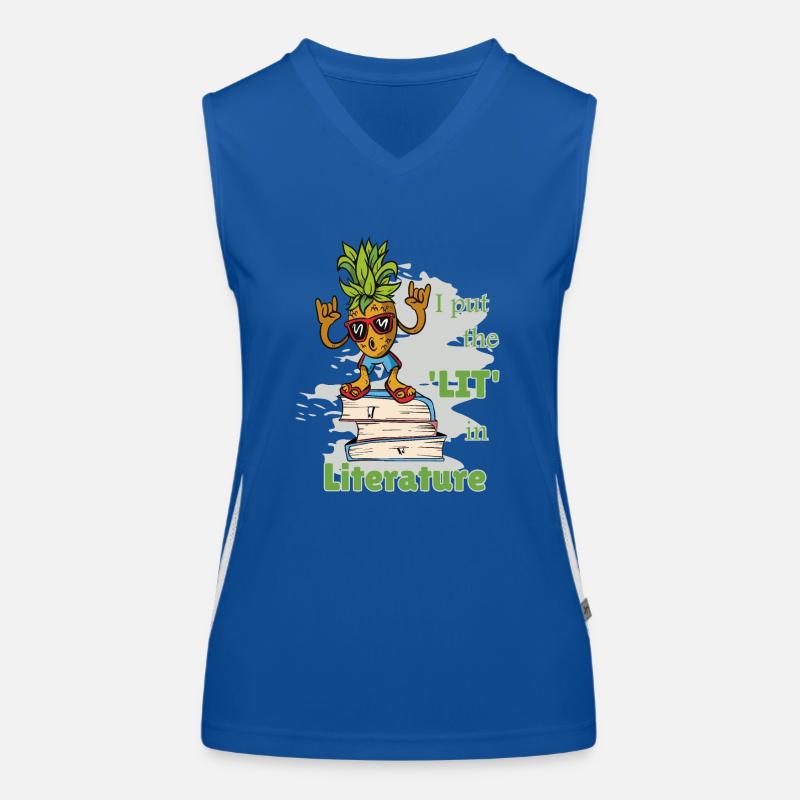 Funny Sayings Literature Books Writing Pineapple Women's Functional Contrast Tank Top