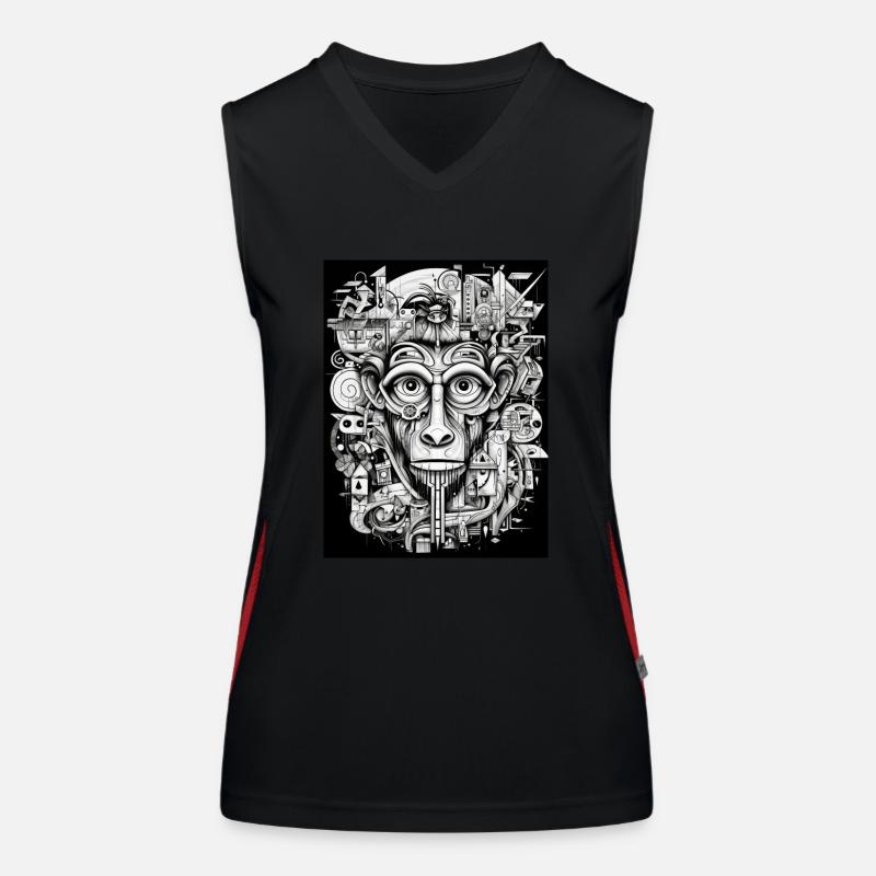 [MB] "Wise Look" Pensive Monkey Women's Functional Contrast Tank Top