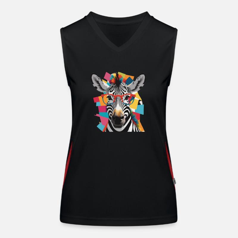 Zebra Coole und robuste bunte Brille Funktionelles Kontrast-Tank Top für Frauen