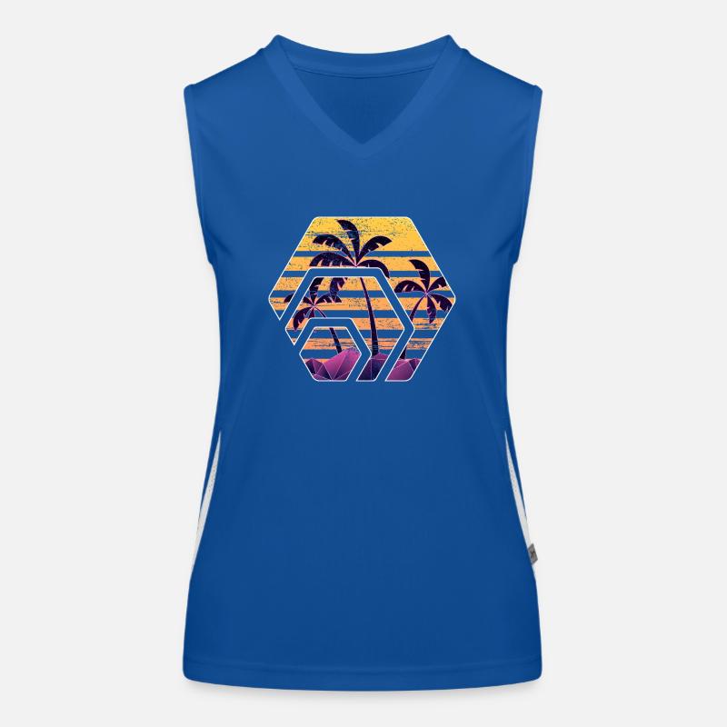Hex token sunset, hex palm beach sunset Women's Functional Contrast Tank Top