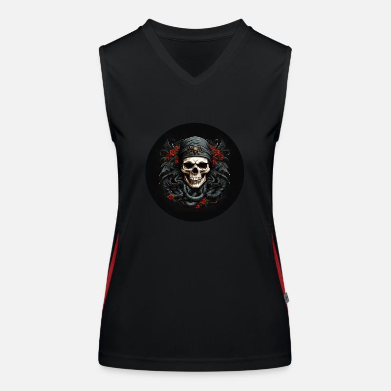 Dekorativer Schädel mit Schlangen Funktionelles Kontrast-Tank Top für Frauen