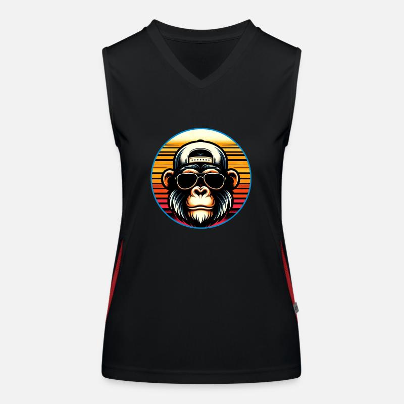 Cooler Schimpanse mit Sonnenbrille und Basecap Funktionelles Kontrast-Tank Top für Frauen