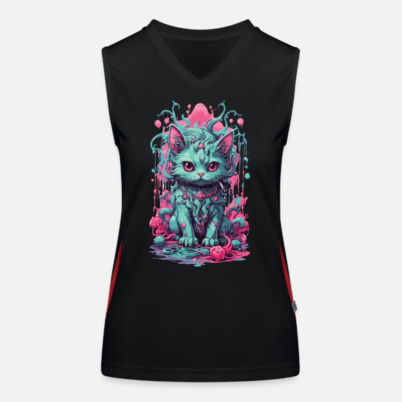 Gothic Pastell Katze Halloween Dämon Kätzchen Funktionelles Kontrast-Tank Top für Frauen