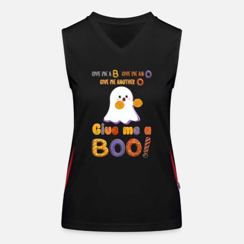 Süßer Halloween Cheerleader Ghost mit Pompons Funktionelles Kontrast-Tank Top für Frauen