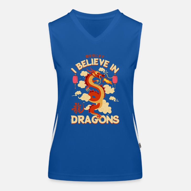 China - Ich glaube an Drachen! Funktionelles Kontrast-Tank Top für Frauen