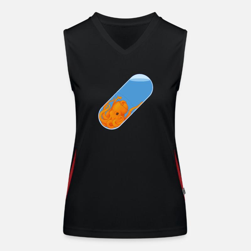 Octopus Pill - Women's Functional Contrast Tank Top - black/red