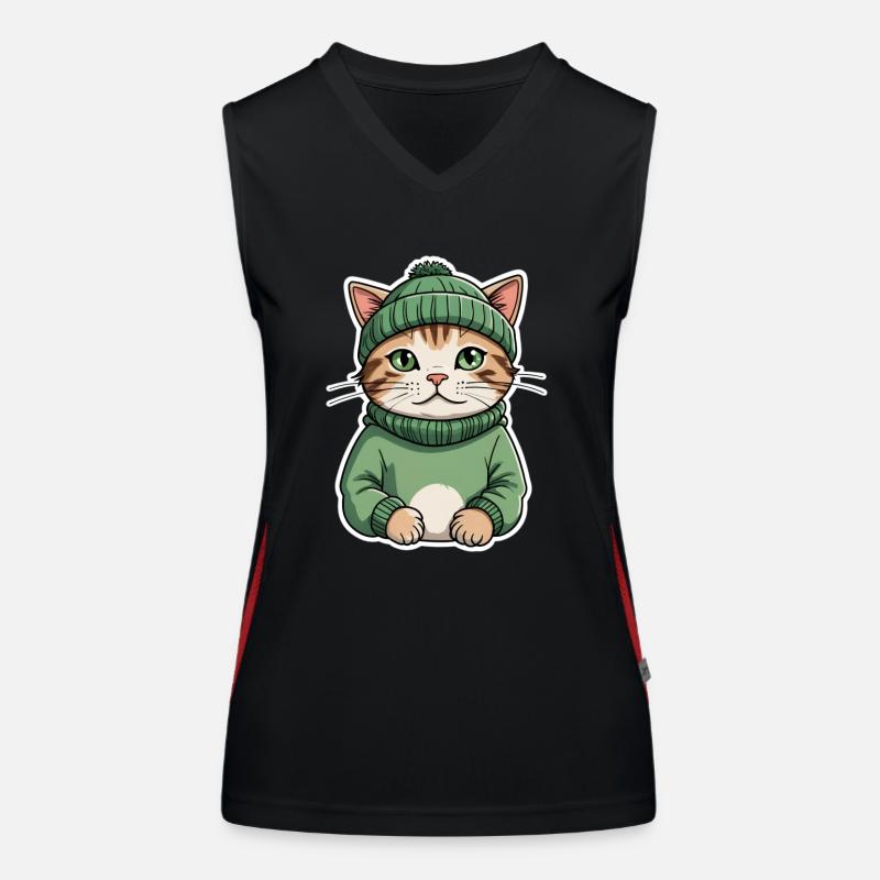 Stylischer Kater Funktionelles Kontrast-Tank Top für Frauen