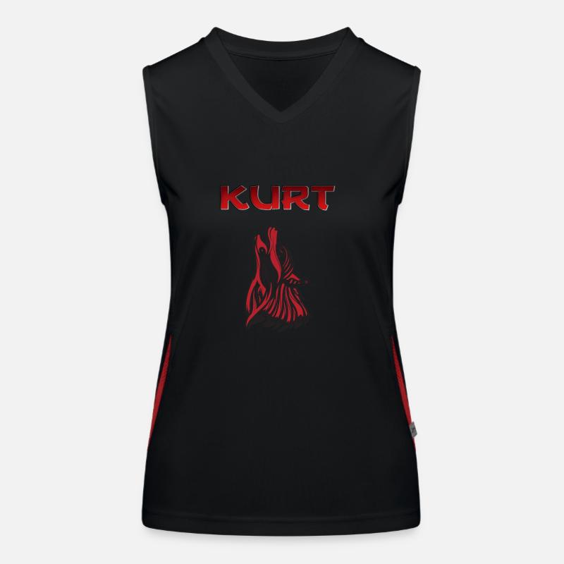 Wolf Kurt Bozkurt - Women's Functional Contrast Tank Top - black/red