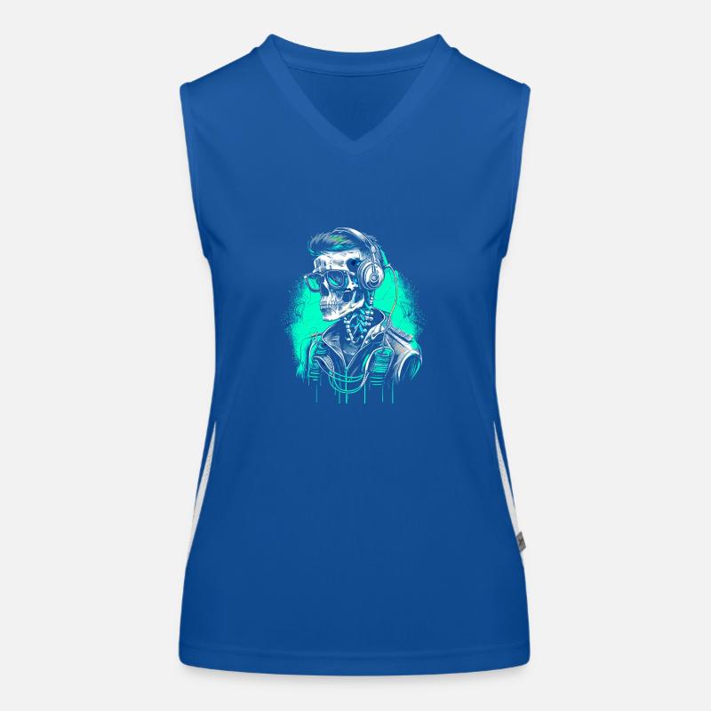 Cool Skeleton Portrait with Sunglasses Women's Functional Contrast Tank Top