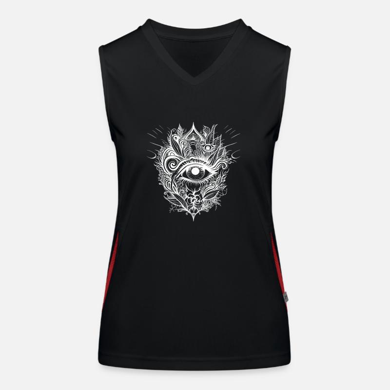 Psychedelic eye with trippy patterns Women's Functional Contrast Tank Top