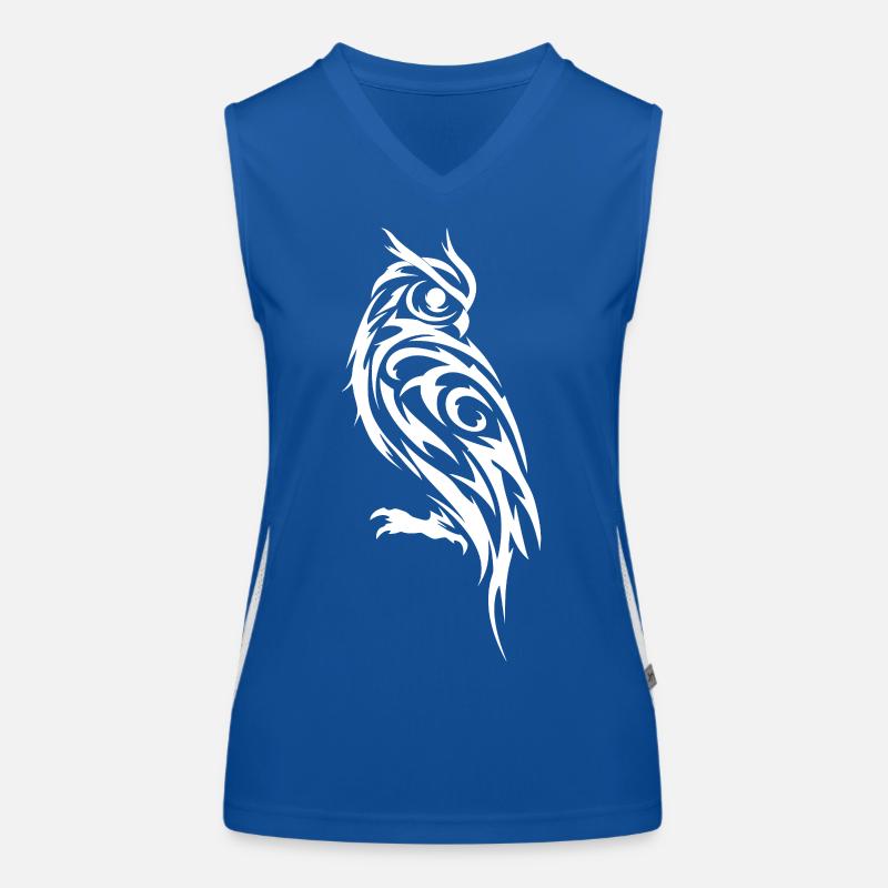 Tribal Eule Schwarzweiß Tattoo Funktionelles Kontrast-Tank Top für Frauen
