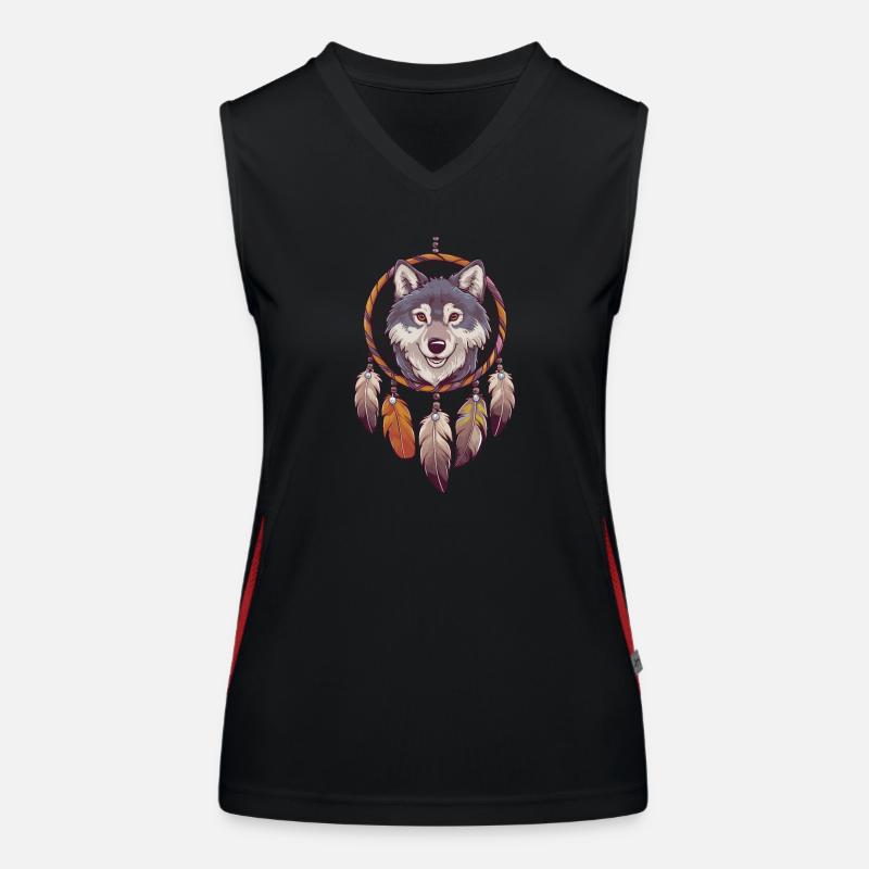 Wolf Traum Fänger Tier Spirituell Funktionelles Kontrast-Tank Top für Frauen