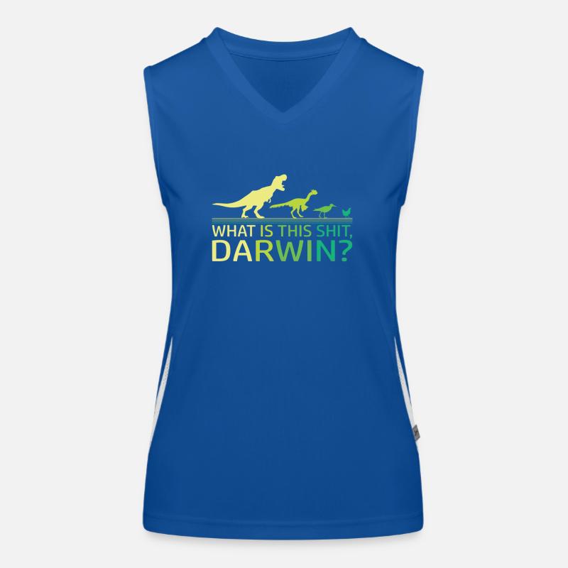 Lustige Evolution Dino Dinosaurier Darwin T-Rex Funktionelles Kontrast-Tank Top für Frauen