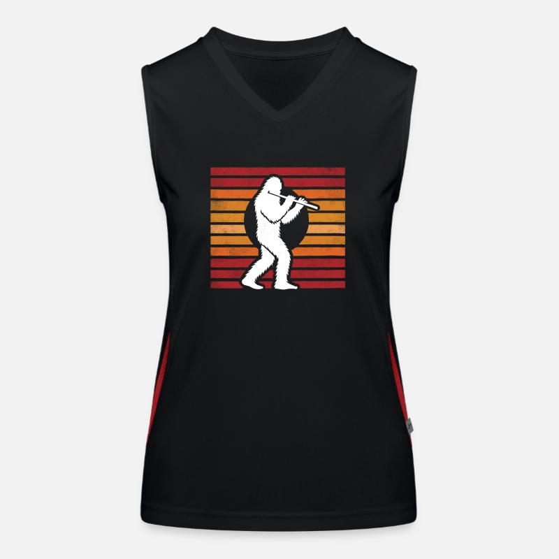 Sasquatch Bigfoot Transverse Flute Sunset Vintage Women's Functional Contrast Tank Top