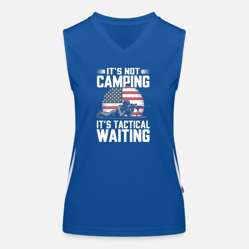 Ce n’est pas du camping C’est de l’attente tactique Débardeur respirant contrasté Femme