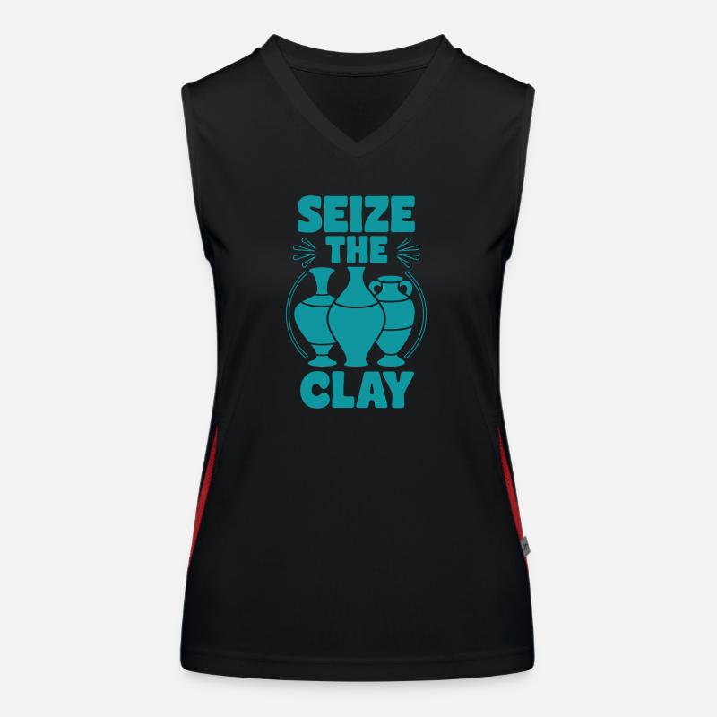 Seize the Clay Funny Pottery Pun for Ceramic Lover Women's Functional Contrast Tank Top