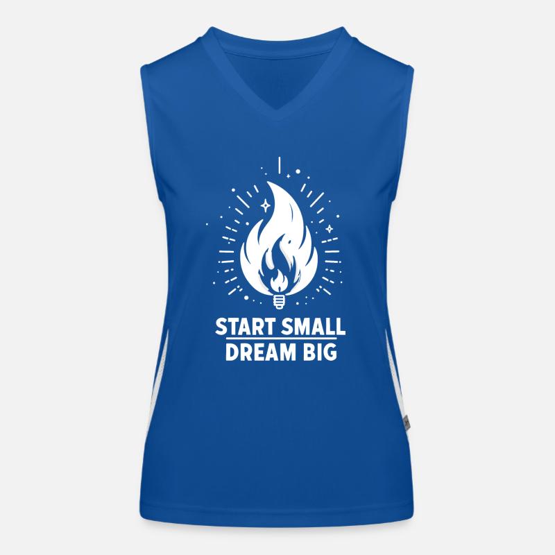 Beginnen Sie klein, träumen Sie groß Funktionelles Kontrast-Tank Top für Frauen