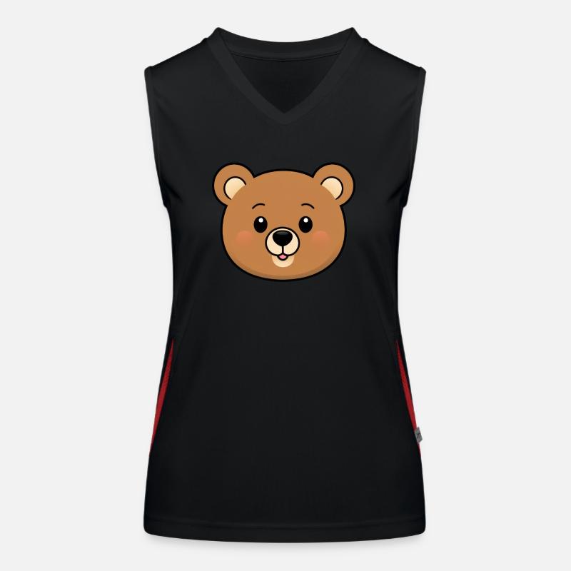 Mignon dessin animé mascotte ours Débardeur respirant contrasté Femme