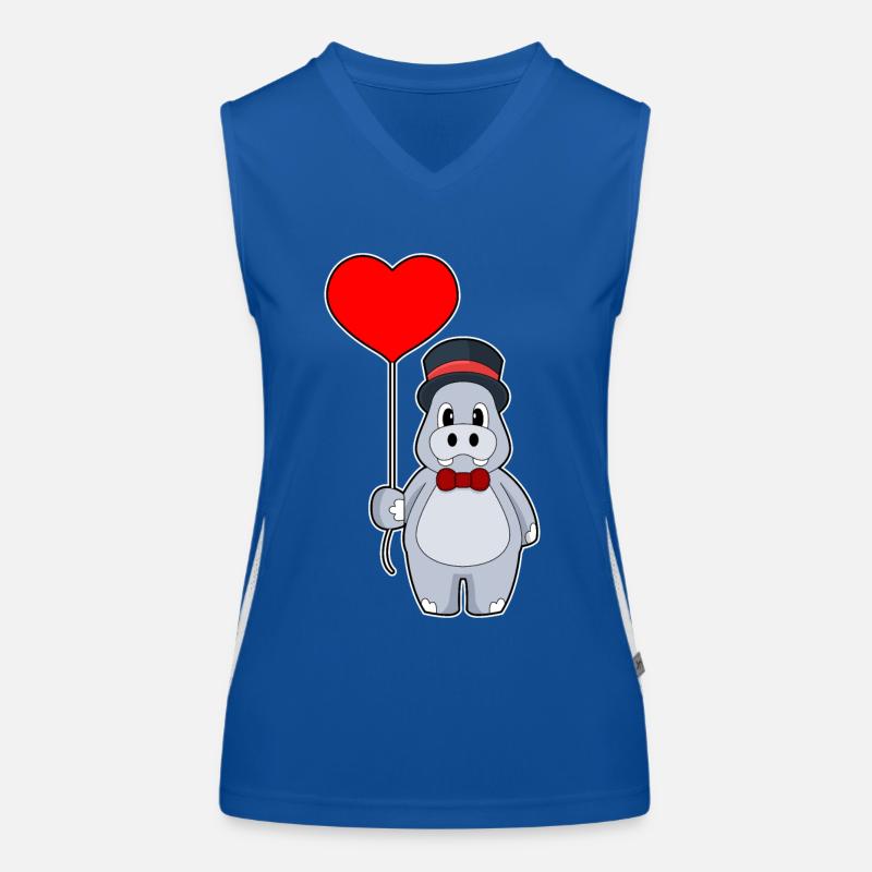Nilpferd Bräutigam Luftballon Hochzeit Funktionelles Kontrast-Tank Top für Frauen