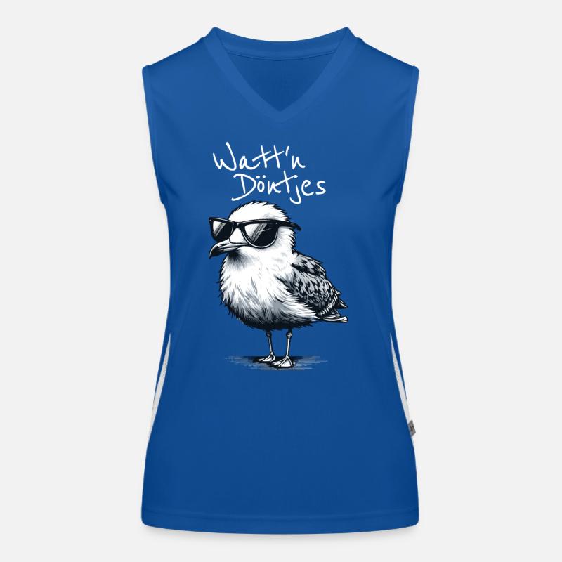 Watt’n Döntjes Coole Möwe Dicton bas allemand Débardeur respirant contrasté Femme