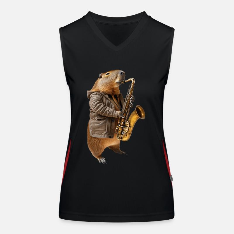 Capybara Saxophon Funktionelles Kontrast-Tank Top für Frauen
