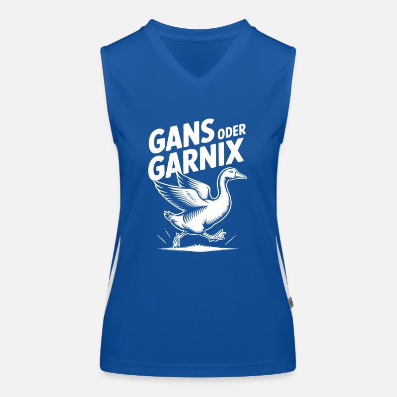 Gans oder garnix Gans und lustiger Spruch Funktionelles Kontrast-Tank Top für Frauen