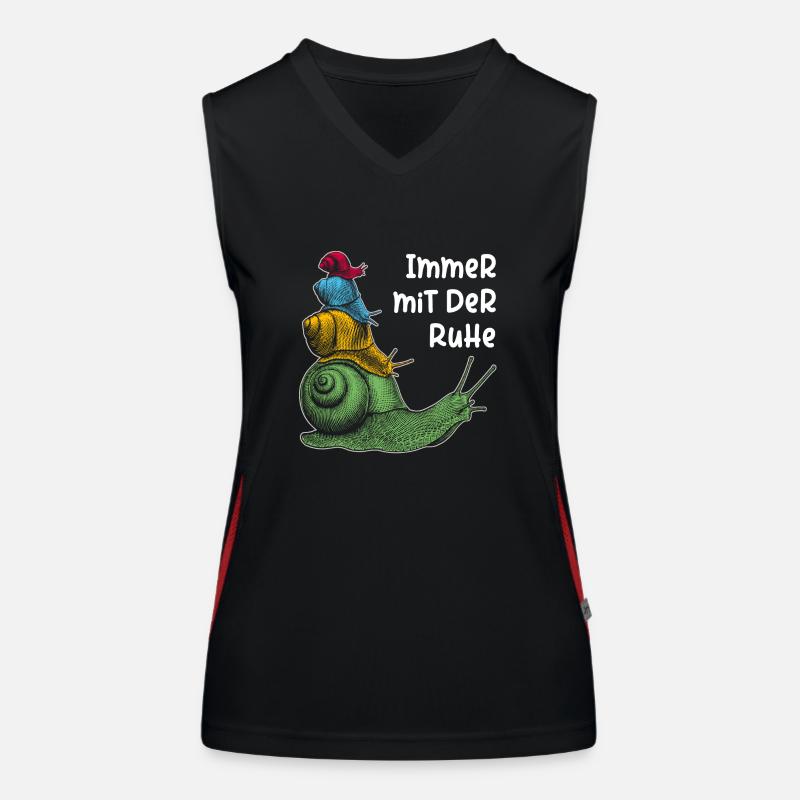 Immer mit der Ruhe mit Schnecken und Spruch Funktionelles Kontrast-Tank Top für Frauen