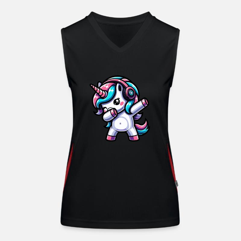 Dabbing Einhorn Funktionelles Kontrast-Tank Top für Frauen