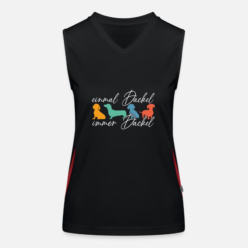 Einmal Dackel immer Dackel lustiger Dackelspruch Funktionelles Kontrast-Tank Top für Frauen