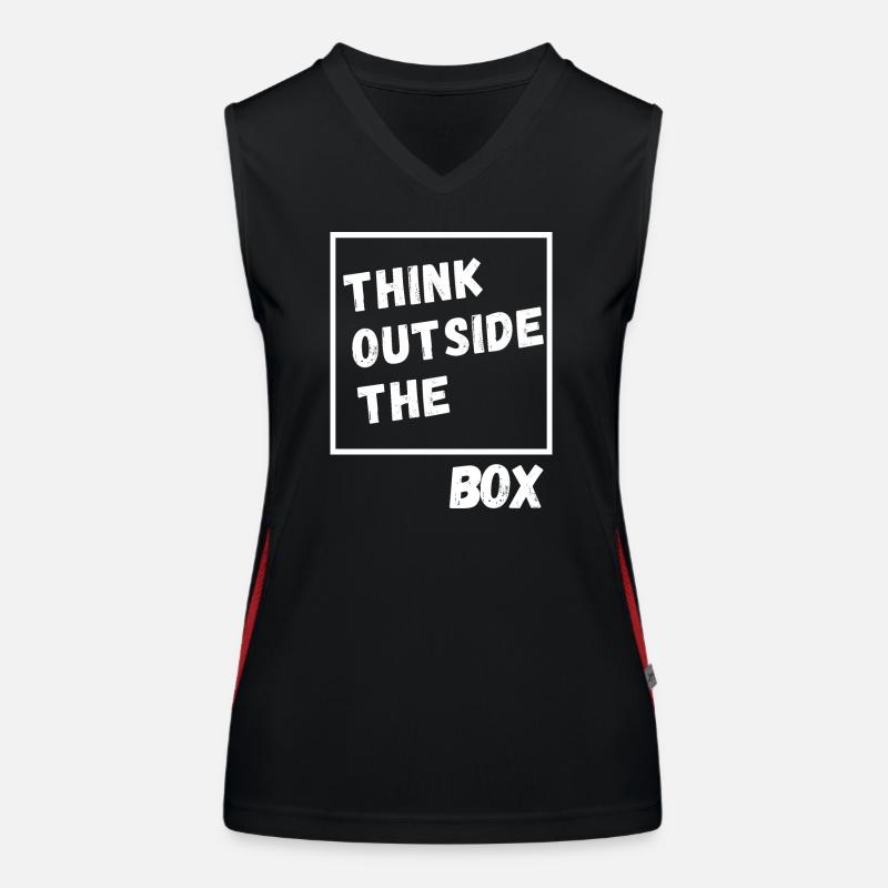 Think outside the Box. Anders Denken anders machen Funktionelles Kontrast-Tank Top für Frauen