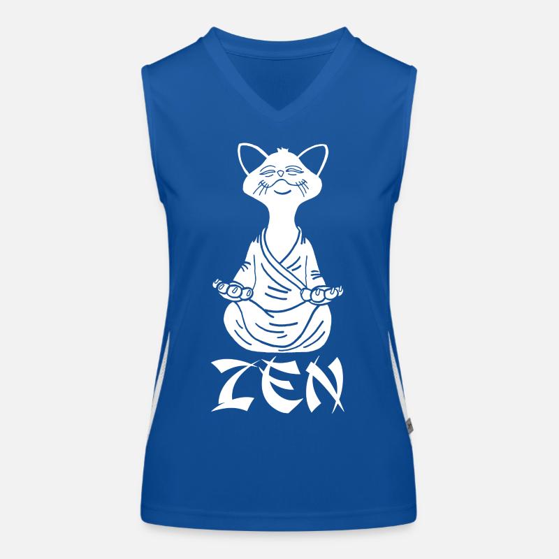 Zen Weiße Katze Funktionelles Kontrast-Tank Top für Frauen