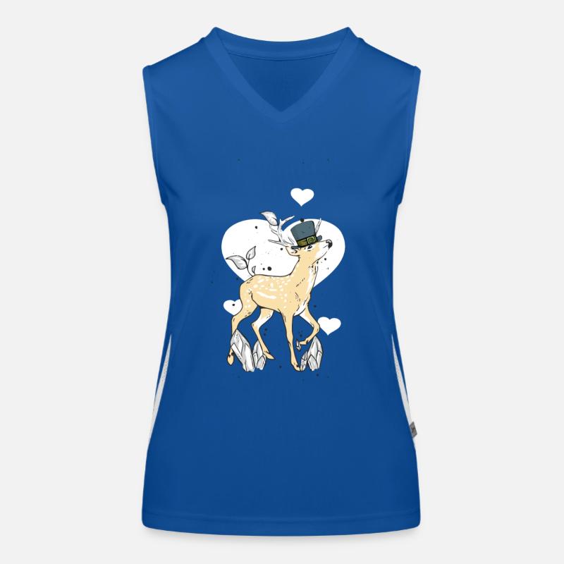 Heart Deer Red Deer Wild Forest Animals Deer Roe Deer Women's Functional Contrast Tank Top