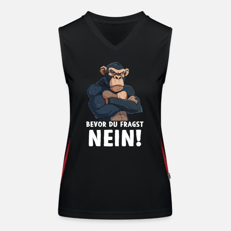 Chimpanzee Monkey Primate Before You Ask No Women's Functional Contrast Tank Top