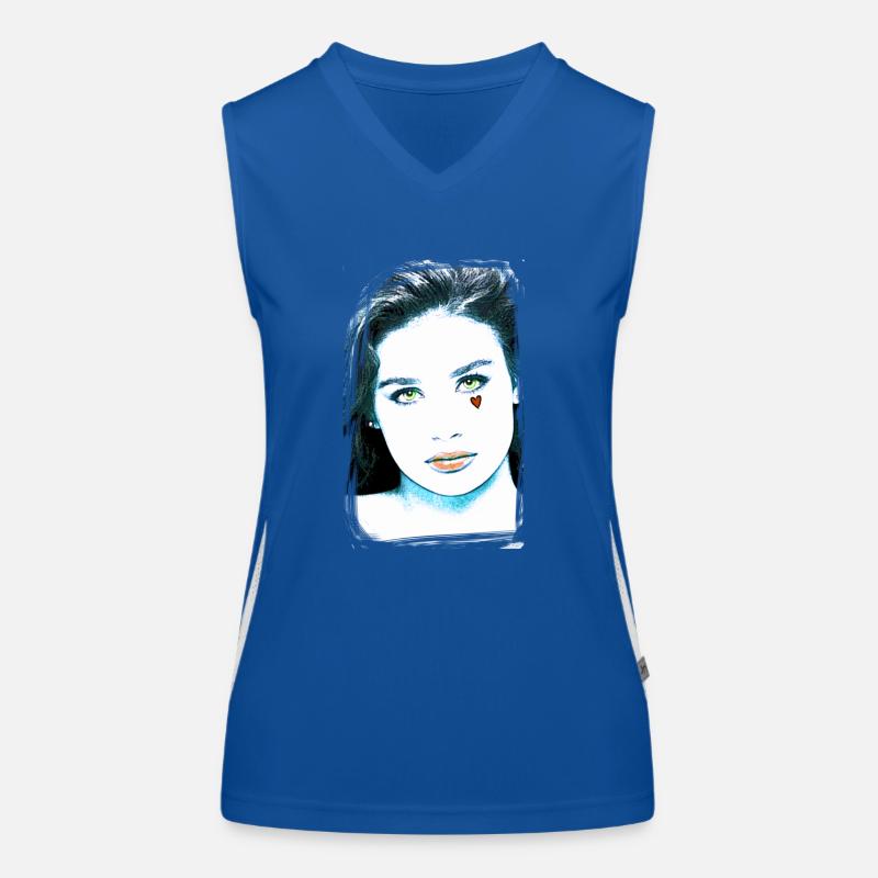 Woman, Green Eyes,Demi Moore, Heart, Face Women's Functional Contrast Tank Top