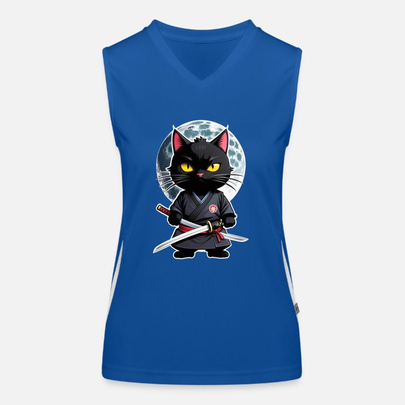 Ninja Katze - Samurai Kätzchen Funktionelles Kontrast-Tank Top für Frauen